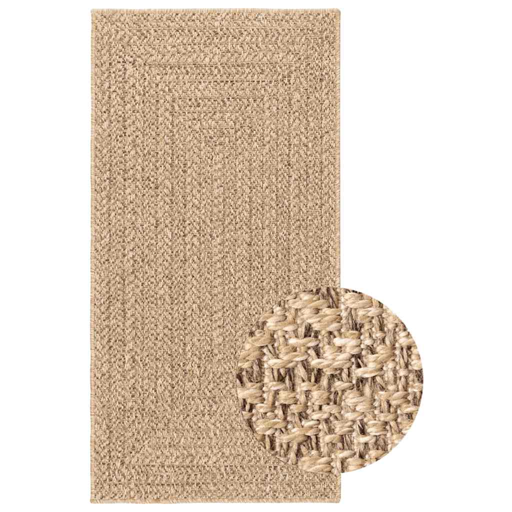 gulvtæppe ZIZUR beige 80x250 cm jute-look indendørs og udendørs