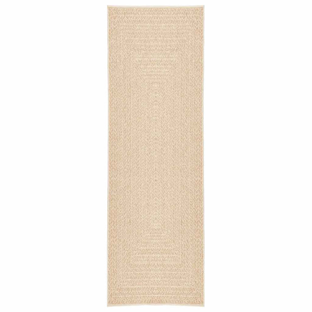 gulvtæppe ZIZUR beige 80x250 cm jute-look indendørs og udendørs