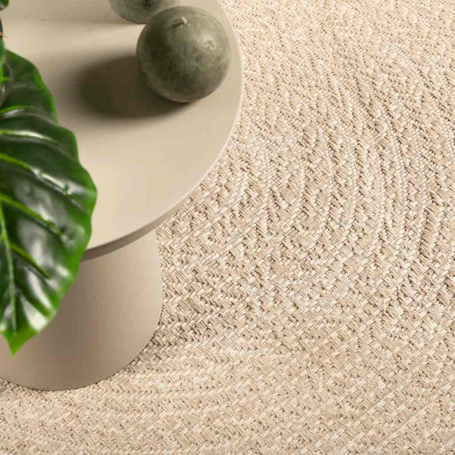 gulvtæppe ZIZUR beige 120x120cm jute-look indendørs og udendørs