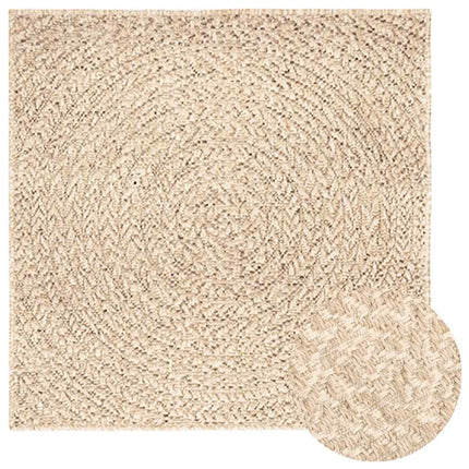 gulvtæppe ZIZUR beige 120x120cm jute-look indendørs og udendørs