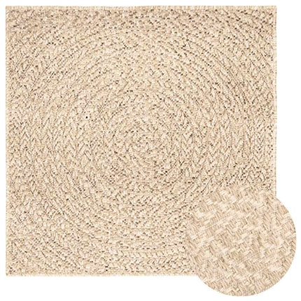 gulvtæppe ZIZUR beige 120x120cm jute-look indendørs og udendørs