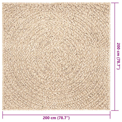 gulvtæppe ZIZUR beige 200x200cm jute-look indendørs og udendørs