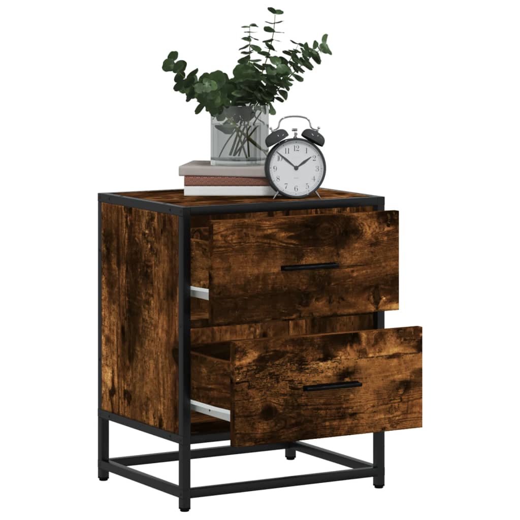 sengebord 40x31x50 cm konstrueret træ røget egetræsfarve