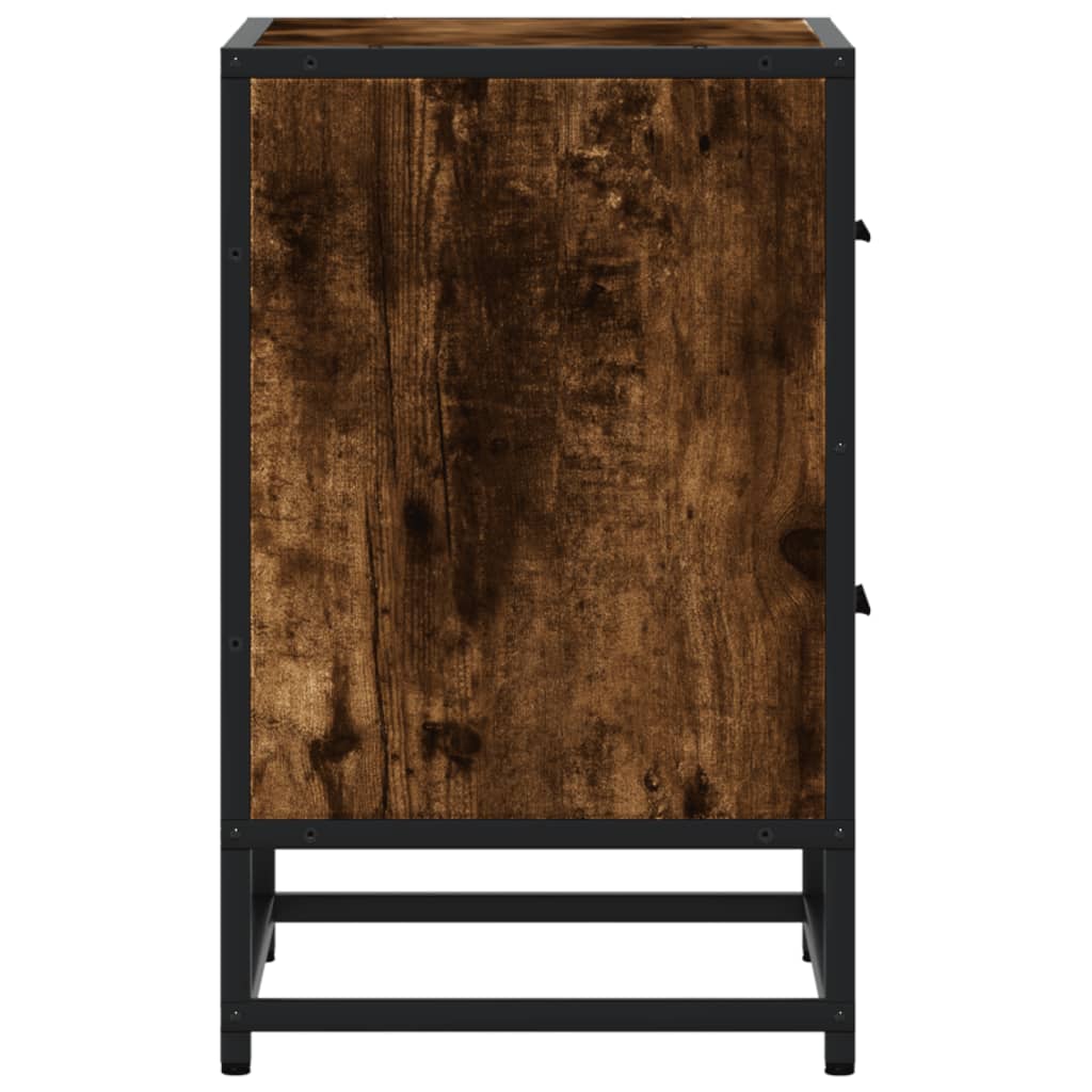 sengebord 40x31x50 cm konstrueret træ røget egetræsfarve