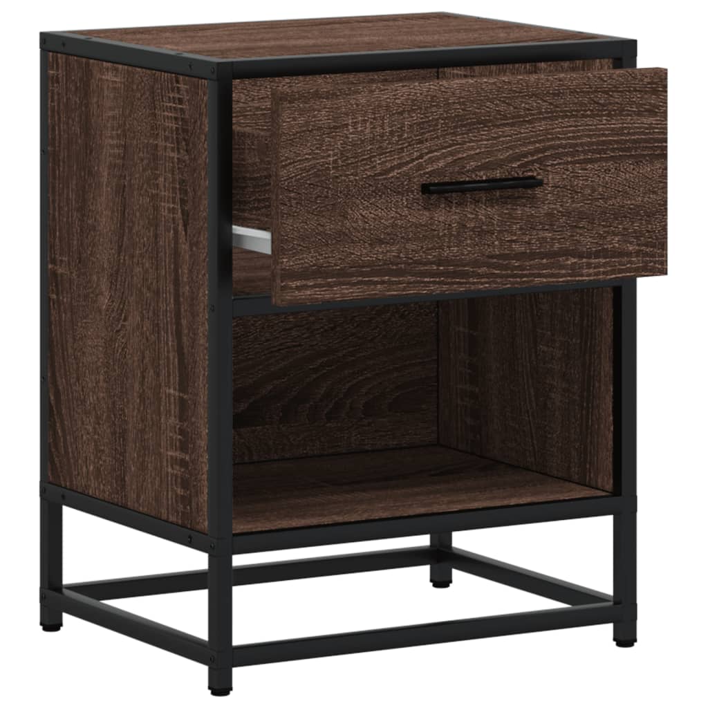 sengeborde 2 stk. 40x31x50 cm konstrueret træ brun egetræsfarve