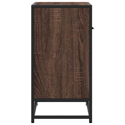sengeskab brun egetræsfarve 60x31x60 cm konstrueret træ metal