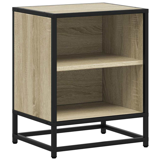 sengebord 40x31x50 cm konstrueret træ og metal sonoma-eg