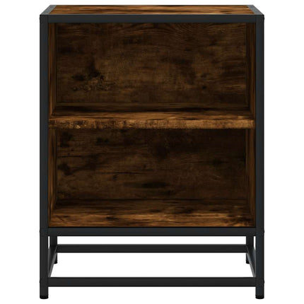 sengeborde 2 stk. 40x31x50cm konstrueret træ metal røget egetræ