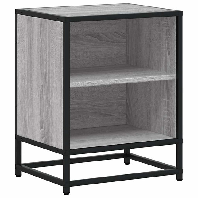 sengebord 40x31x50 cm konstrueret træ og metal grå sonoma-eg