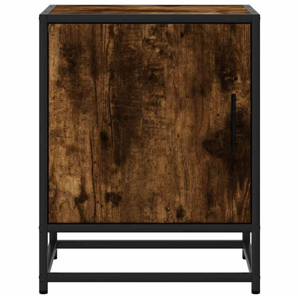 sengebord 40x31x50 cm konstrueret træ metal røget egetræsfarve