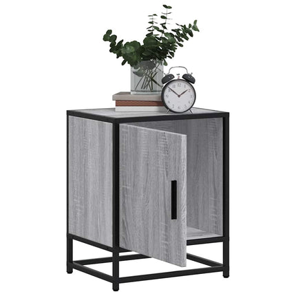 sengebord 40x31x50 cm konstrueret træ og metal grå sonoma-eg