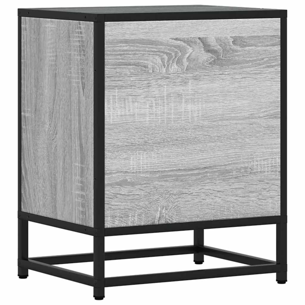 sengebord 40x31x50 cm konstrueret træ og metal grå sonoma-eg