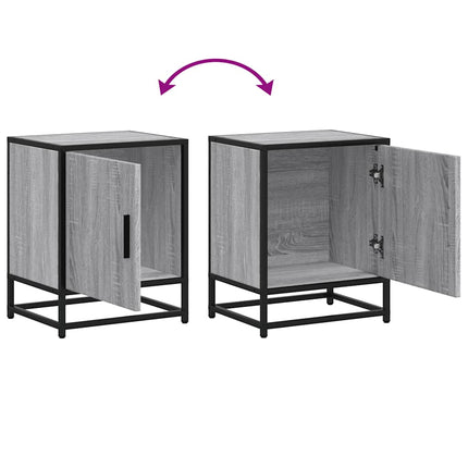 sengebord 40x31x50 cm konstrueret træ og metal grå sonoma-eg