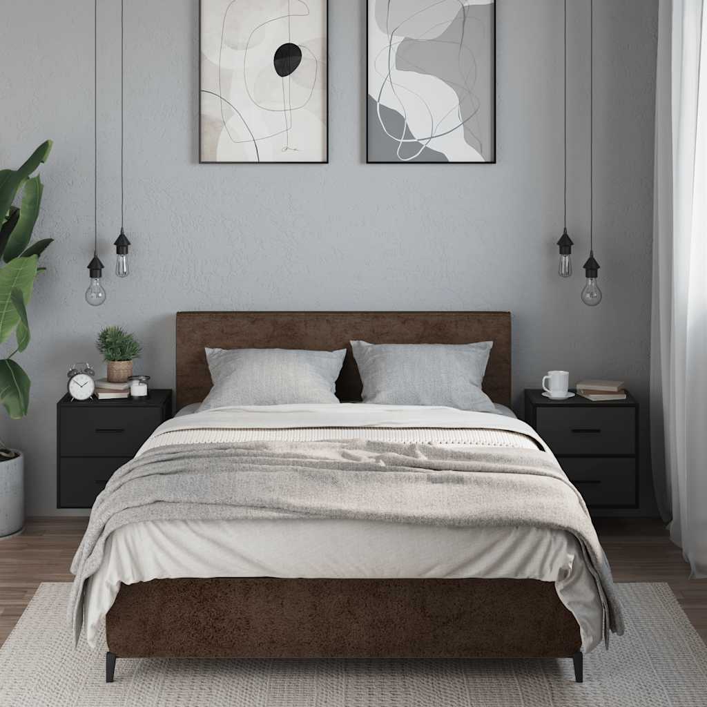 væghængte sengeborde 2 stk. 40x31x39,5 cm sort