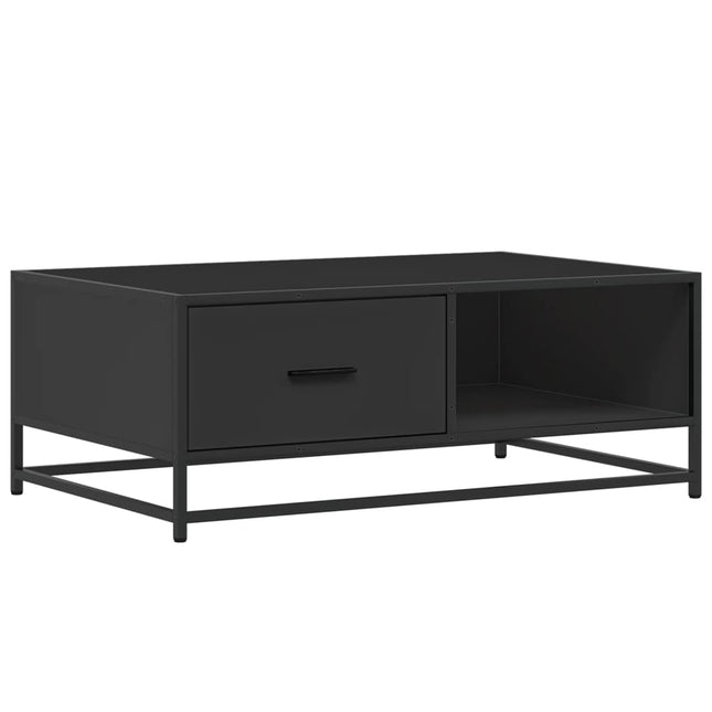 sofabord 90x57x35 cm massivt konstrueret træ og metal sort