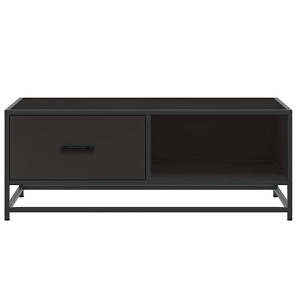 sofabord 90x57x35 cm massivt konstrueret træ og metal sort