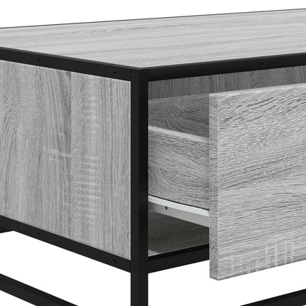 sofabord 90x57x35 cm konstrueret træ og metal grå sonoma-eg