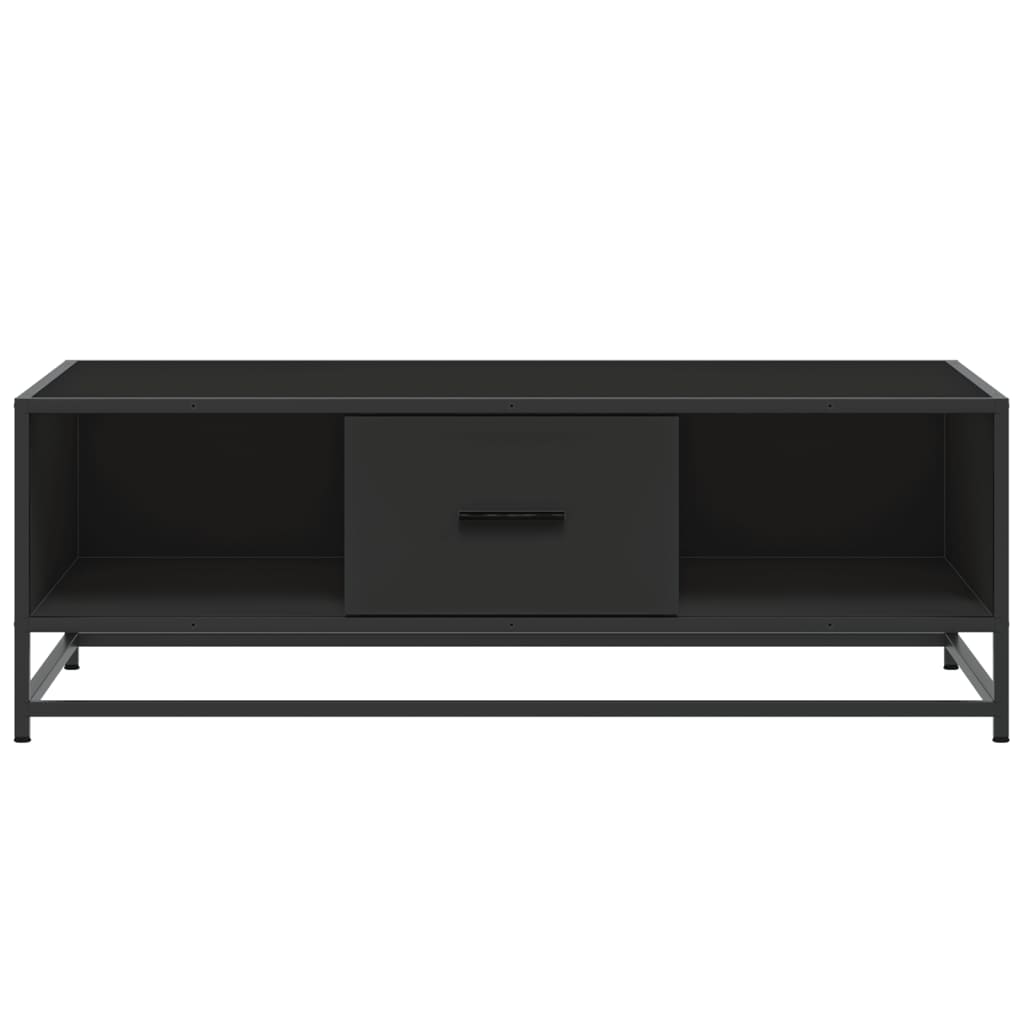sofabord 100x57x35 cm massivt konstrueret træ og metal sort