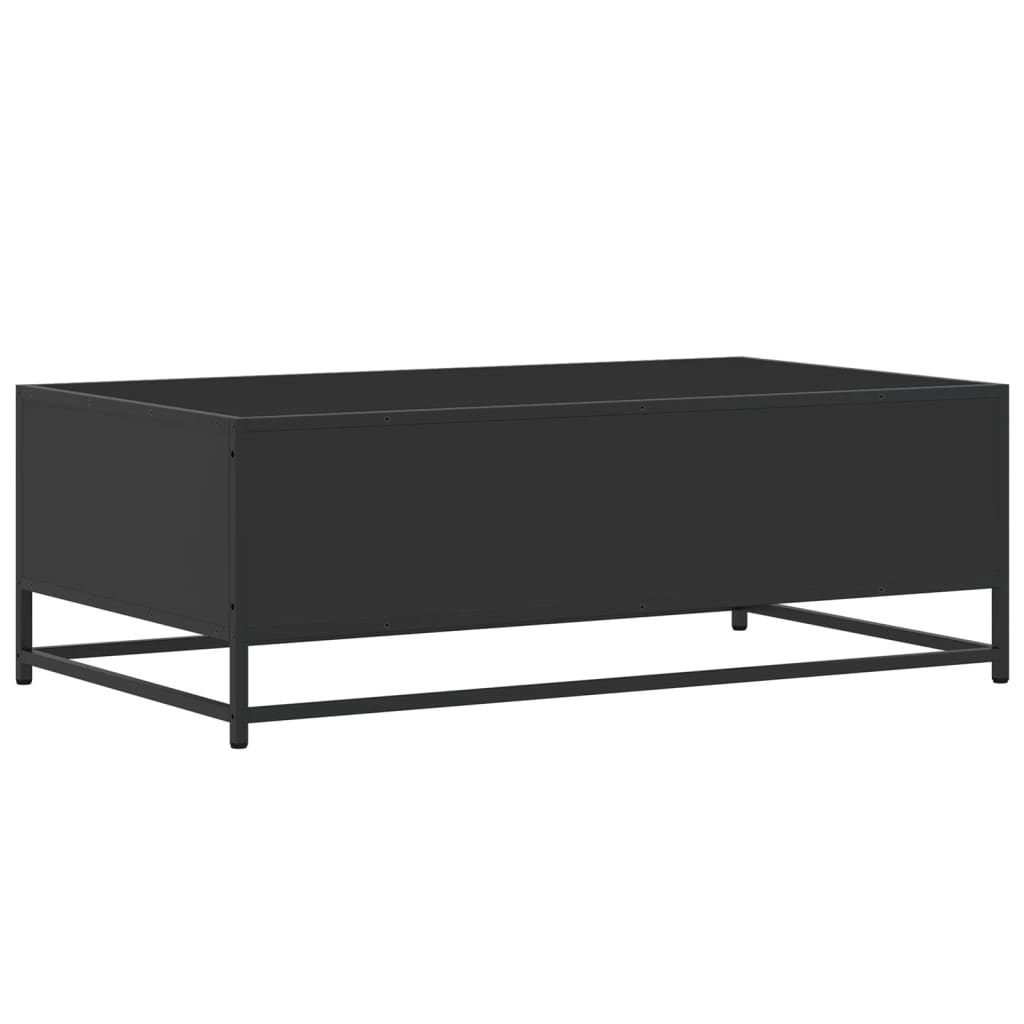 sofabord 100x57x35 cm massivt konstrueret træ og metal sort