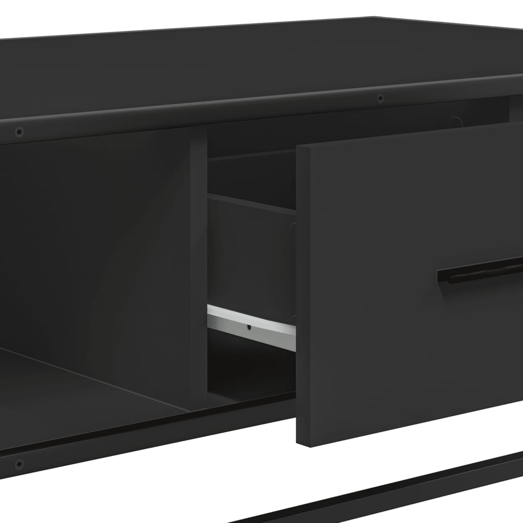 sofabord 100x57x35 cm massivt konstrueret træ og metal sort