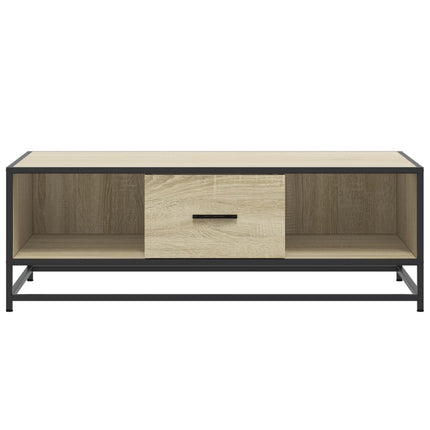 sofabord 90x57x35 cm konstrueret træ og metal sonoma-eg