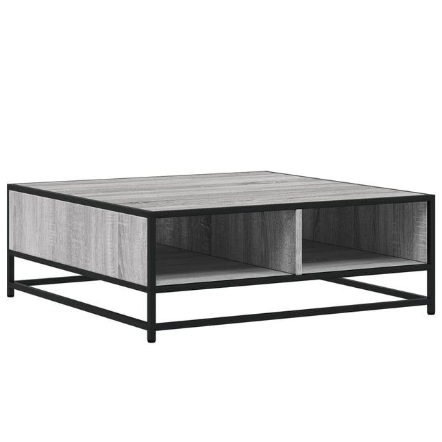 sofabord 80x80x30 cm konstrueret træ og metal grå sonoma-eg