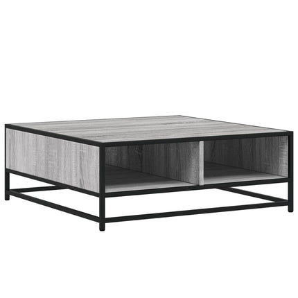 sofabord 80x80x30 cm konstrueret træ og metal grå sonoma-eg
