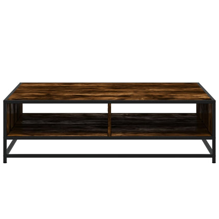 sofabord 100x100x30 cm konstrueret træ og metal røget egetræ