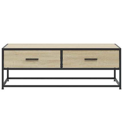 sofabord 100x50x35 cm konstrueret træ og metal sonoma-eg