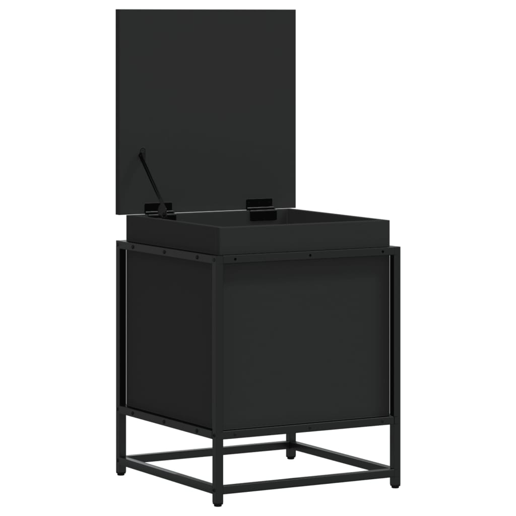 opbevaringsboks med låg 40x40x51,5 cm konstrueret træ sort