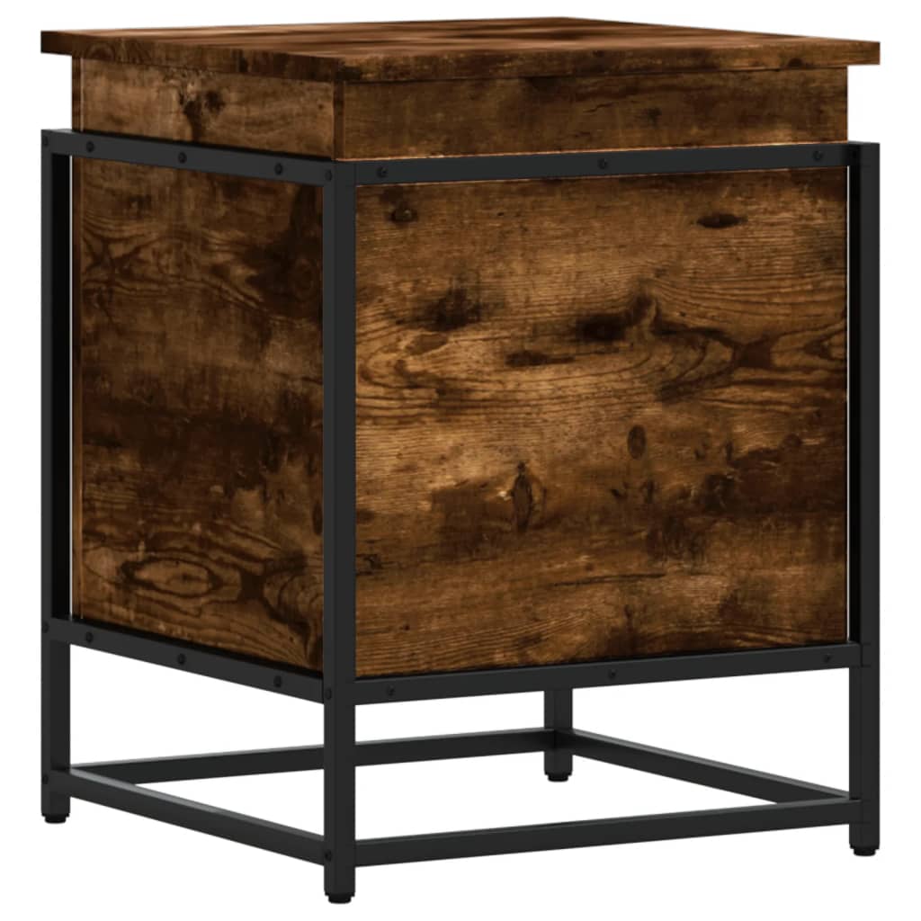 opbevaringsboks med låg 40x40x51,5 cm konstrueret træ røget eg