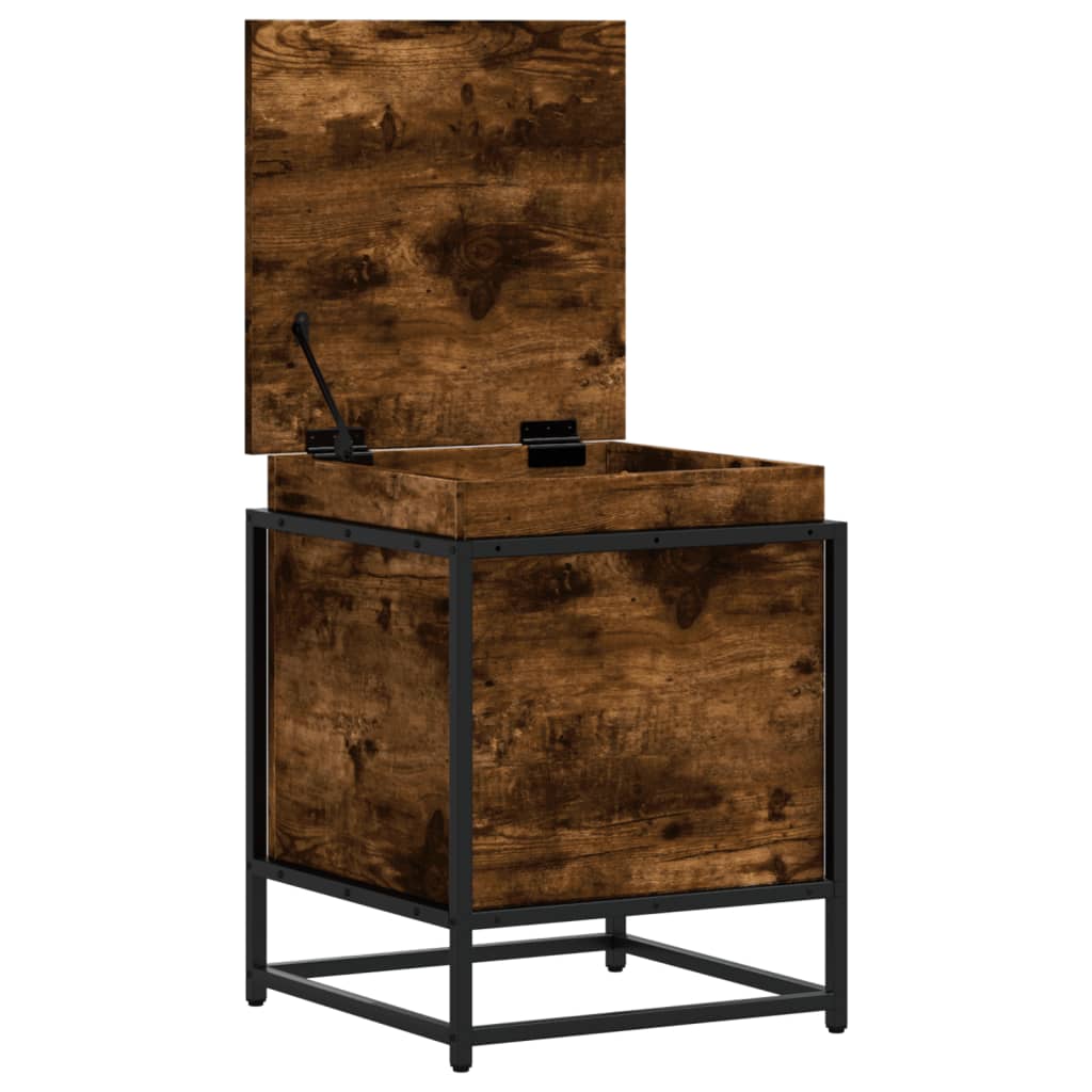 opbevaringsboks med låg 40x40x51,5 cm konstrueret træ røget eg