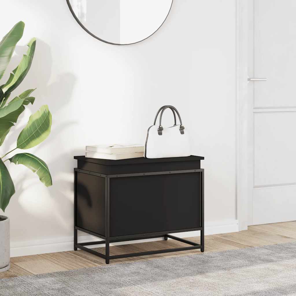 opbevaringsboks med låg 60x40x51,5 cm konstrueret træ sort