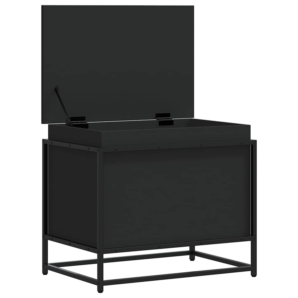 opbevaringsboks med låg 60x40x51,5 cm konstrueret træ sort