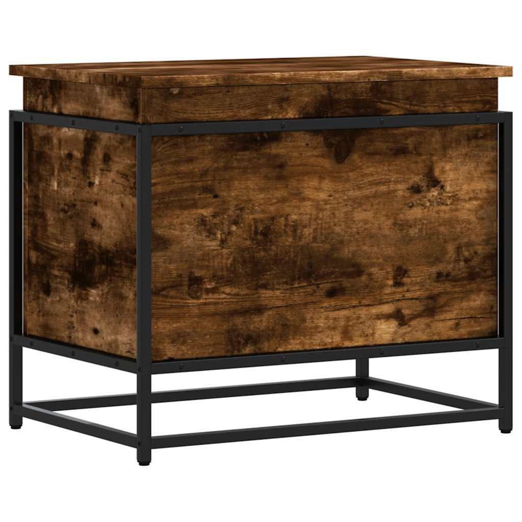 opbevaringsboks med låg 60x40x51,5 cm konstrueret træ røget eg