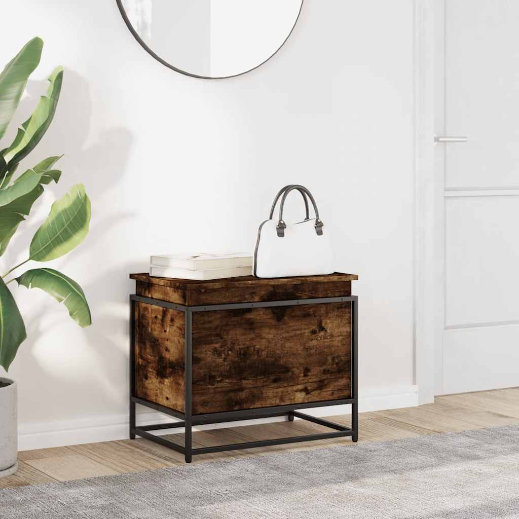 opbevaringsboks med låg 60x40x51,5 cm konstrueret træ røget eg