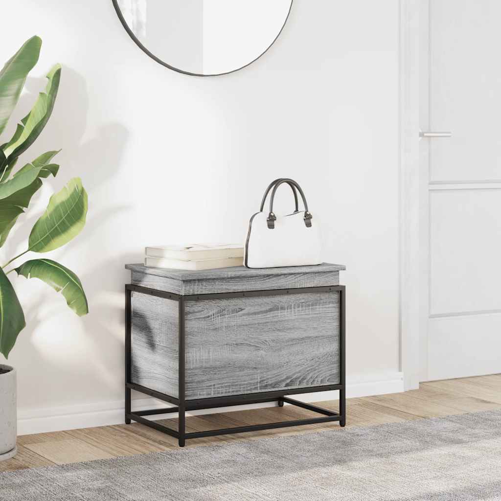 opbevaringsboks m. låg 60x40x51,5 cm konstrueret træ grå sonoma