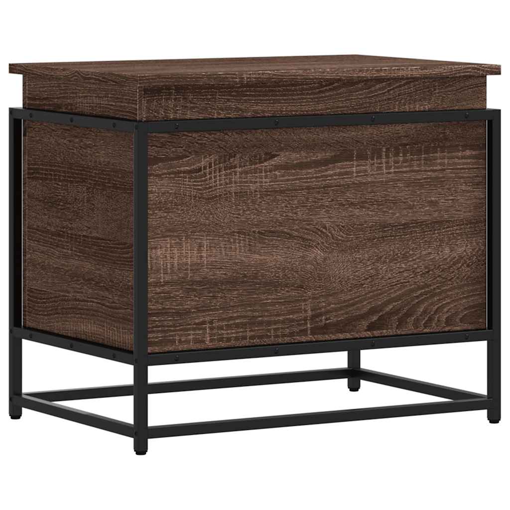 opbevaringsboks med låg 60x40x51,5 cm konstrueret træ brunt eg