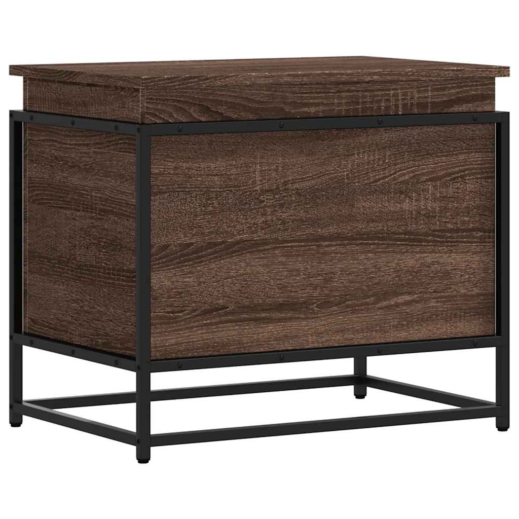opbevaringsboks med låg 60x40x51,5 cm konstrueret træ brunt eg