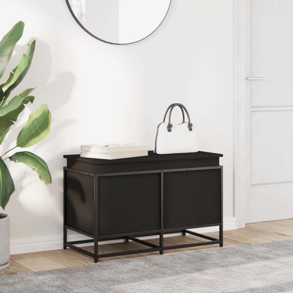 opbevaringsboks med låg 80x40x51,5 cm konstrueret træ sort