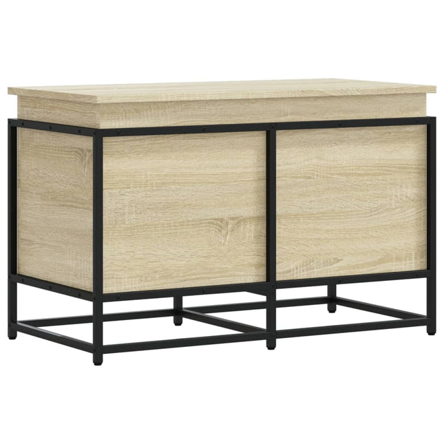opbevaringsboks med låg 80x40x51,5 cm konstrueret træ sonoma-eg