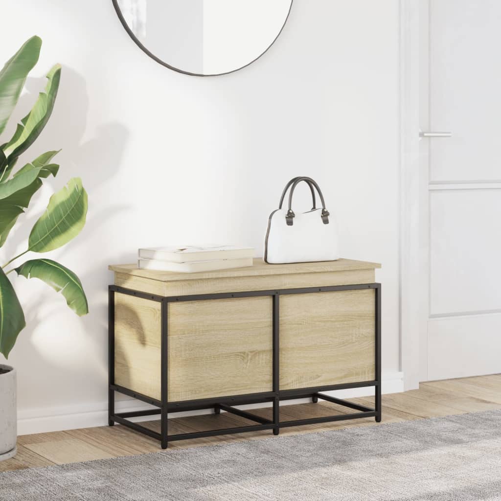 opbevaringsboks med låg 80x40x51,5 cm konstrueret træ sonoma-eg