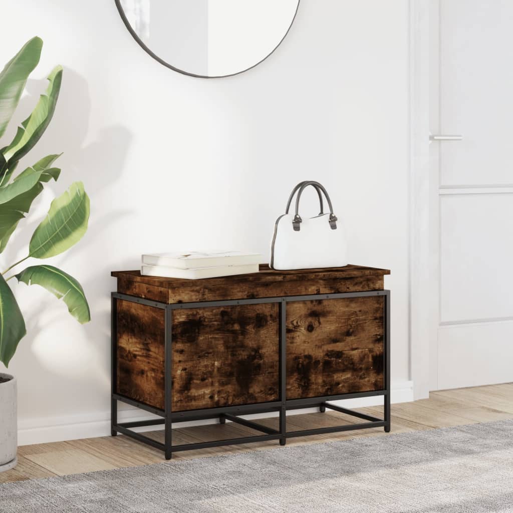 opbevaringsboks med låg 80x40x51,5 cm konstrueret træ røget eg