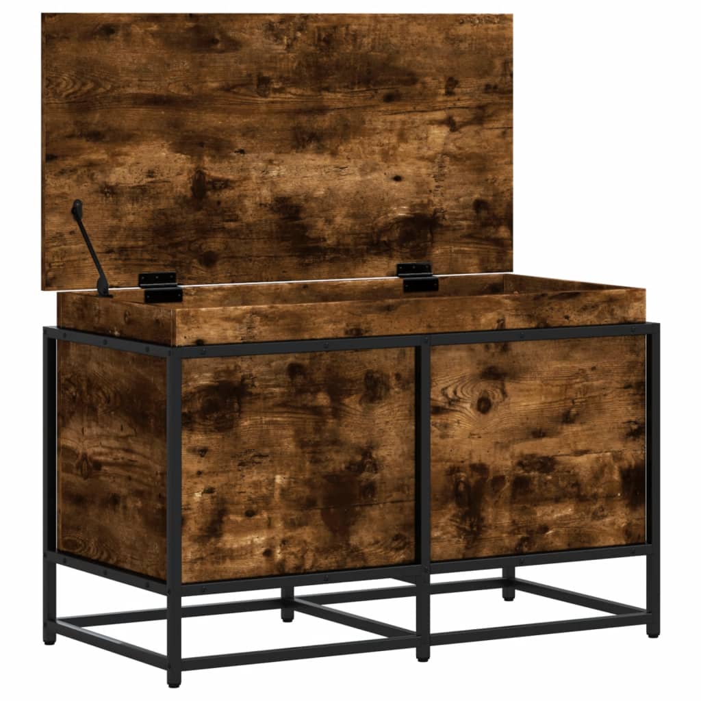 opbevaringsboks med låg 80x40x51,5 cm konstrueret træ røget eg