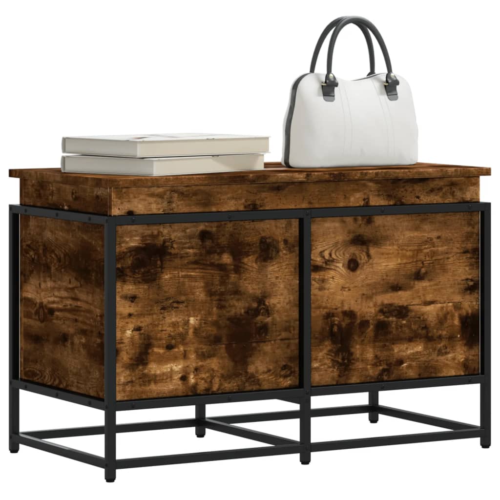 opbevaringsboks med låg 80x40x51,5 cm konstrueret træ røget eg