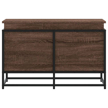 opbevaringsboks med låg 80x40x51,5 cm konstrueret træ brunt eg