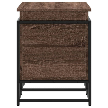 opbevaringsboks med låg 80x40x51,5 cm konstrueret træ brunt eg