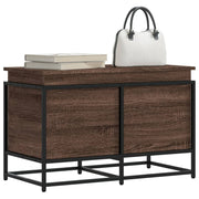 opbevaringsboks med låg 80x40x51,5 cm konstrueret træ brunt eg