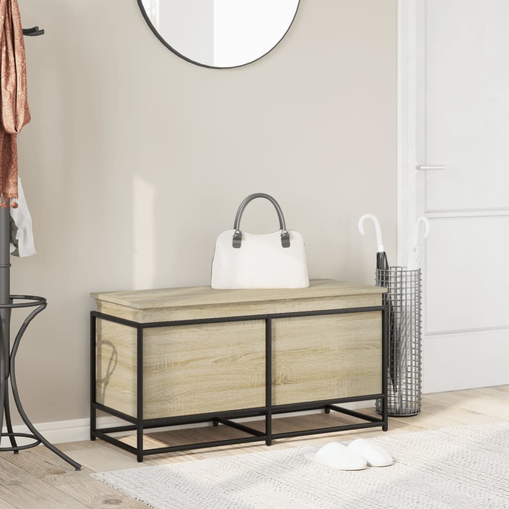 opbevaringsboks m. låg 100x40x51,5 cm konstrueret træ sonoma-eg