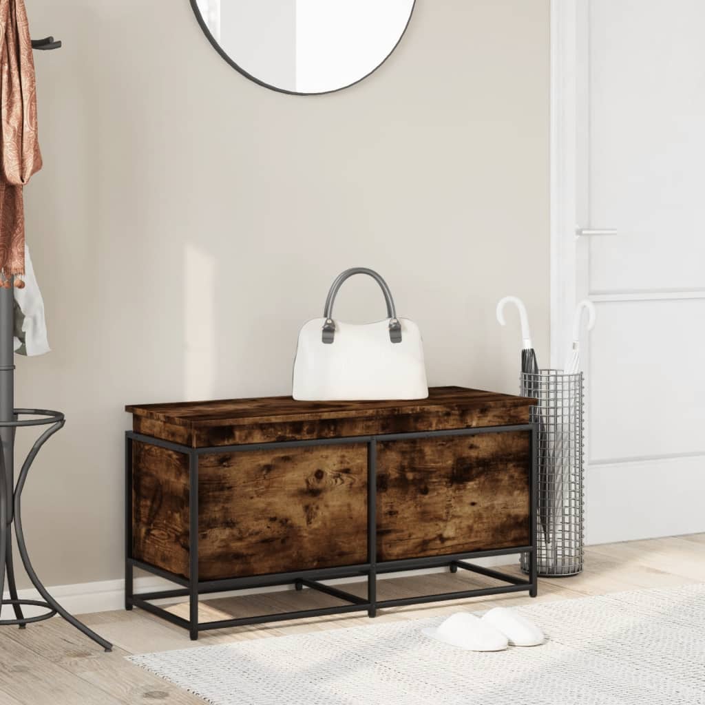 opbevaringsboks med låg 100x40x51,5 cm konstrueret træ røget eg